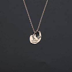 Simple Tiny Sloth Pendant Necklace Handstamped Dont Hurry Be Happy Sloth Jewelry for Women Girls Sloth Charm Necklace Gifts for Sloth Lovers and Animal Lovers