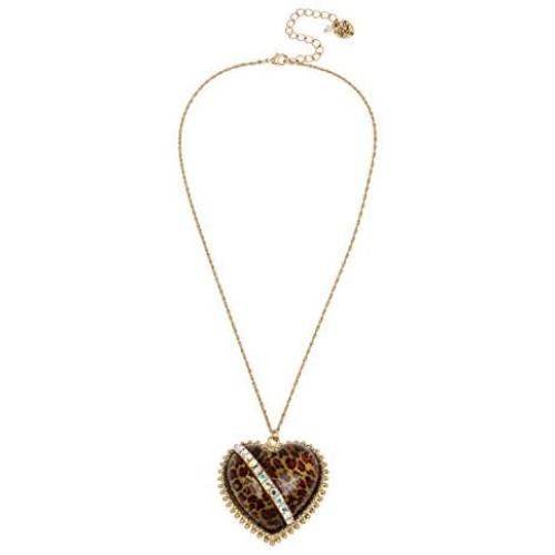 Betsey Johnson Leopard Heart Pendant Necklace (274795GLD961)