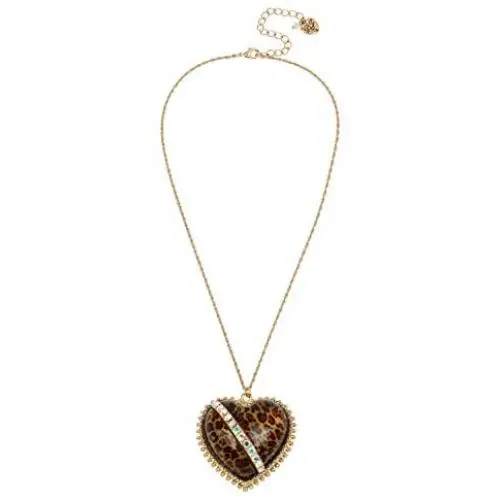 Betsey Johnson Leopard Heart Pendant Necklace (274795GLD961) Betsey Johnson Leopard Heart Pendant Necklace (274795GLD961)