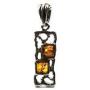 Amber Sterling Silver Small Pendant Necklace Chain 18''