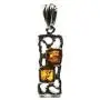 Amber Sterling Silver Small Pendant Necklace Chain 18'' Amber Sterling Silver Small Pendant Necklace Chain 18''