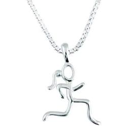 Gone For a Run Sterling Silver Stick Figure Runner Necklace | .925 Sterling Silver Necklaces | Running Jewelry