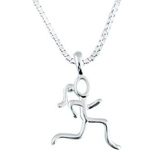 Gone For a Run Sterling Silver Stick Figure Runner Necklace | .925 Sterling Silver Necklaces | Running Jewelry