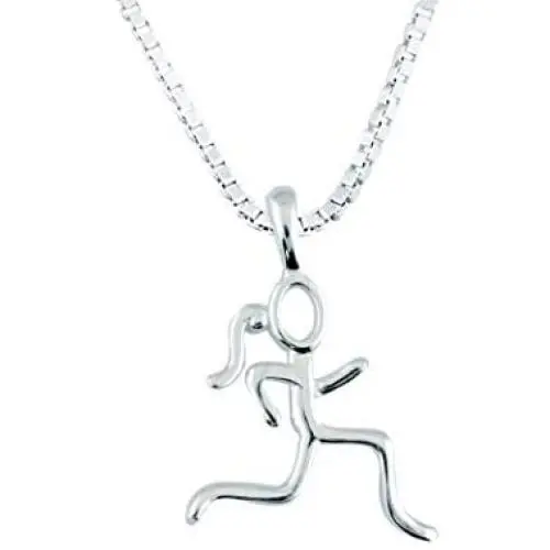 Gone For a Run Sterling Silver Stick Figure Runner Necklace | .925 Sterling Silver Necklaces | Running Jewelry
