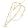 CRIVEER Multirow Necklace with Knot Pendant and Pearl in Gold Weight 17g