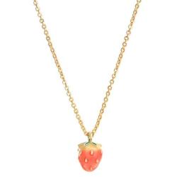 Dainty Strawberry Fruit Long Fringe Pendant Necklace Cute Strawberry Chokers Necklace for Women Girls