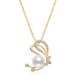 Pearl Pendant Necklace Freshwater Cultured White Single Pearl Necklace 14K Gold Filled Pearl Jewelry Gifts for Women Girls Wife