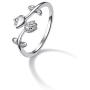U7 Cute Ring for Women Teen Girls|3D Vivid Rose Flower End Wrap Ring Platinum Plated Adjustable Stacking Ring, Platinum Gold Rose Gold Color
