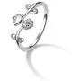 U7 Cute Ring for Women Teen Girls|3D Vivid Rose Flower End Wrap Ring Platinum Plated Adjustable Stacking Ring, Platinum Gold Rose Gold Color