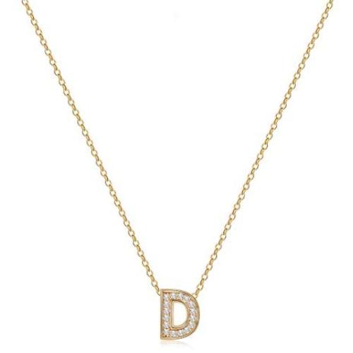 MONOZO Tiny Initial Necklace for Women, Cubic Zirconia Letter Initial Pendant Necklace 14k Gold Filled Dainty Personalized Alphabet 26 Initial Monogram Necklace for Girls Jewelry Gifts