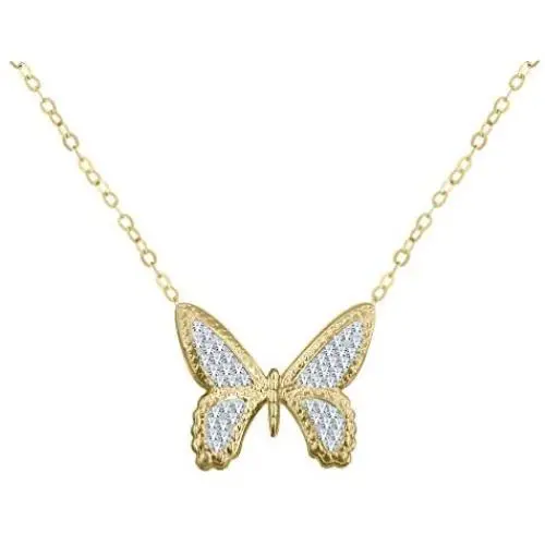 AMATA FINE JEWELRY 18K Gold Plated Sterling Silver Butterfly Necklace. Studded with Swarovski Crystals. AMATA FINE JEWELRY 18K Gold Plated Sterling Silver Butterfly Necklace. Studded with Swarovski Crystals.