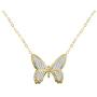 AMATA FINE JEWELRY 18K Gold Plated Sterling Silver Butterfly Necklace. Studded with Swarovski Crystals.