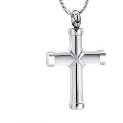None 316l Stainless Steel Cremation Necklace Classic Cross Urn Pendant Memorial Jewelry for Ashes
