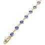 GM Jewelry 18K Womens Gold Plated Blue Evil Eye Bracelet Clasp 10 Inch
