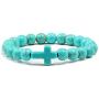 Hynsin 8 mm Prayer Beads Natural Stone Green Blue Turquoises Bracelets for Women Jesus Cross Charms Elasticity Yoga Bracelet Men Jewelry