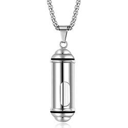 CHISMORL Clear Glass Cremation Pendant Necklace for Ashes Stainless Steel Memorial Cremains Urn Keepsake Jewelry
