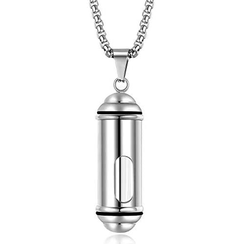 CHISMORL Clear Glass Cremation Pendant Necklace for Ashes Stainless Steel Memorial Cremains Urn Keepsake Jewelry