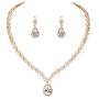 WeimanJewelry White Gold/Gold Plated Women Cubic Zirconia CZ Marquise Teardrop Bridal Tennis Necklace and Drop Earring Set for Wedding Brides