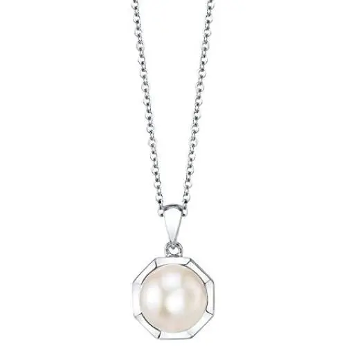 THE PEARL SOURCE 9.5-10mm Genuine White Freshwater Cultured Pearl Shay Pendant Necklace for Women THE PEARL SOURCE 9.5-10mm Genuine White Freshwater Cultured Pearl Shay Pendant Necklace for Women