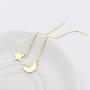 TUSHUO Simple Dangle Style Moon Star Earrings Irregular Moon Star Line Threader Drop Earrings (Gold)