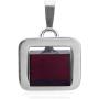 Ian and Valeri Co. Cherry Amber Sterling Silver Modern Square Pendant Necklace Chain 18''
