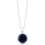 Gem Stone King 18.50 Ct Round Blue Simulated Sapphire 925 Sterling Silver Earrings Pendant Set