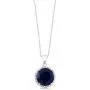 Gem Stone King 18.50 Ct Round Blue Simulated Sapphire 925 Sterling Silver Earrings Pendant Set