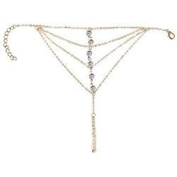 Skylety 2 Pieces Hand Harness Bracelet Linked Finger Bracelet Multilayer Chain Jewelry Accessory for Women and Girls