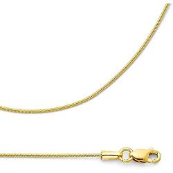 PORI JEWELERS 14K Solid Yellow Gold 0.8MM Diamond Cut Magic Snake Chain Necklace - Multiple Lengths Available