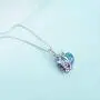 AOBOCO I Love You Mom Necklace Sterling Silver Heart Pendant Embellished with Crystals from Austria, Fine Birthday Jewelry Gifts for Mom Grandma Mother-to-be Mother-in-law Stepmom
