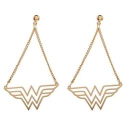 Wonder Woman DC Comics Dangle Earrings Standard Gold