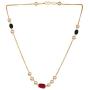 Efulgenz Pearl Necklace Indian 14 K Gold Plated Red Green Faux Ruby Emerald Beads Strand Fashion Costume Jewelry