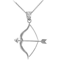 High Polish 925 Sterling Silver Bow and Arrow Pendant Necklace
