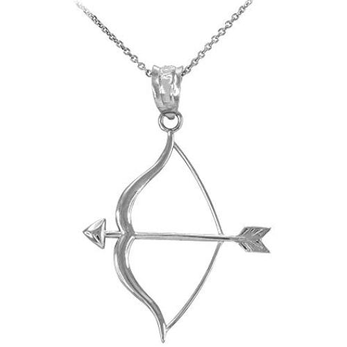 High Polish 925 Sterling Silver Bow and Arrow Pendant Necklace