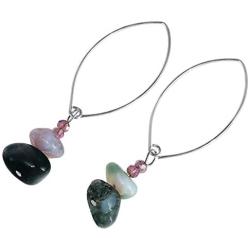 Yatming Handmade Chip Stone Drop Earrings for Women, Tumbled Stones Dangle Hoop Eardrop for Reiki Healing