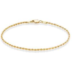 Miabella 18K Gold Over Sterling Silver Italian 2mm, 3mm Diamond-Cut Braided Rope Chain Bracelet for Men Women 6.5, 7, 7.5, 8, 8.5 Inch Solid 925 Made in Italy