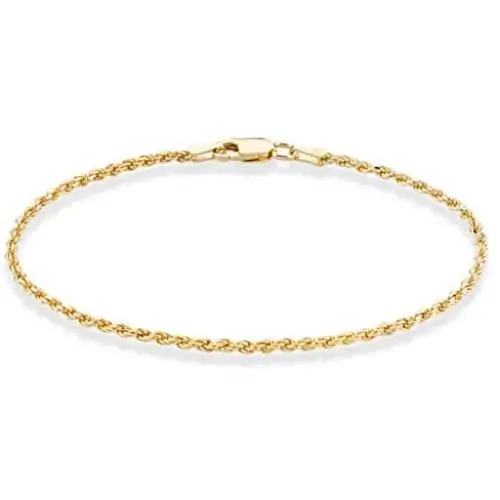 Miabella 18K Gold Over Sterling Silver Italian 2mm, 3mm Diamond-Cut Braided Rope Chain Bracelet for Men Women 6.5, 7, 7.5, 8, 8.5 Inch Solid 925 Made in Italy Miabella 18K Gold Over Sterling Silver Italian 2mm, 3mm Diamond-Cut Braided Rope Chain Bracelet for Men Women 6.5, 7, 7.5, 8, 8.5 Inch Solid 925 Made in Italy
