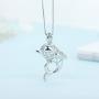 LGSY Sterling Silver Dolphin with Babies Pearl Cage Pendants for Women, Design Pearl Cage Pendants for Pearl Jewelry Making, Essential Oil Diffuser Lockets for Pearl Jewelry