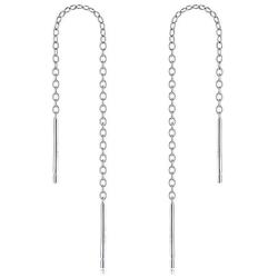 YFN Threader Earrings Sterling Silver Chain -Earrings for Women Dangle Earrings Thread Dangling Threaded Long Chain Earring Nickel Free Hypoallergenic Ear for Women Girls