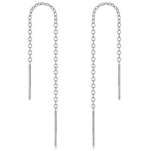YFN Threader Earrings Sterling Silver Chain -Earrings for Women Dangle Earrings Thread Dangling Threaded Long Chain Earring Nickel Free Hypoallergenic Ear for Women Girls YFN Threader Earrings Sterling Silver Chain -Earrings for Women Dangle Earrings Thread Dangling Threaded Long Chain Earring Nickel Free Hypoallergenic Ear for Women Girls