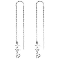 S925 Sterling Silver Faith Hope Love Cross Lifeline Heart Drop Dangle Earrings Christian Jewelry Gifts for Women Teen Girls