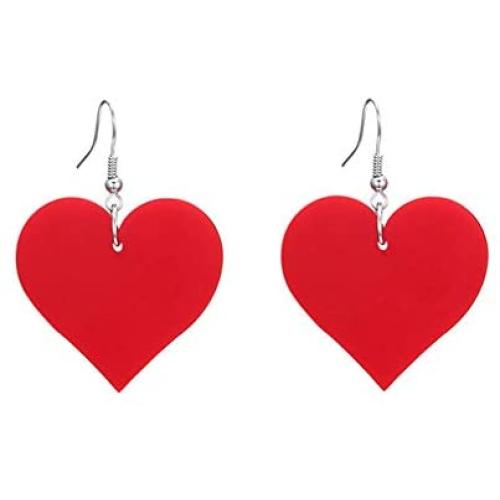 Acrylic Heart Dangle Charm Earrings for Women Girls 90s Party Lovely Acrylic Big Heart Drop Earrings Jewelry