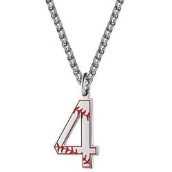 QeenseKc Inspiration Lucky Number 9 Necklace Personalized Baseball Jersey Initial Stainless SteelPendant Jewelry for Sports Fan Gift 3mm Keel Link Chain