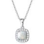 October Birthstone Sterling Silver Created White Opal Necklace/Earrings Halo Pendant Stud Leverback Dangle Cubic Zirconia CZ Fire Opal Fine Jewelry for Women