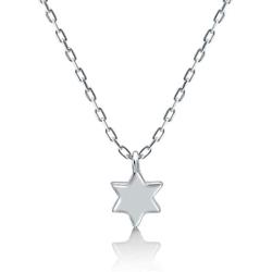 Jewish Star of David Classic Tiny Pendant Necklace in 925 Sterling Silver for Women and Girls for Daily Wear Religious Jewelry Simple and Dainty for Birthday, Bat Mitzvah, Hanukkah Present