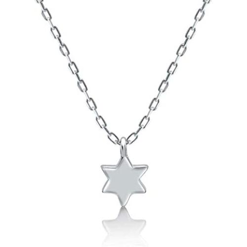Jewish Star of David Classic Tiny Pendant Necklace in 925 Sterling Silver for Women and Girls for Daily Wear Religious Jewelry Simple and Dainty for Birthday, Bat Mitzvah, Hanukkah Present