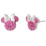 Disney Minnie Mouse Birthstone Jewelry for Women and Girls, Sterling Silver Pave Crystal Stud Earrings