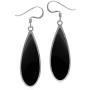 Silvershake Natural 30x10 mm Black Onyx Inlay 925 Sterling Silver Dangle Hook Drop Business Earrings