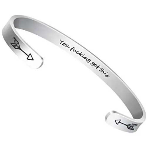 DOZZIOR Inspirational Bracelets Cuff for Women Girls Encouragement Bangle Gifts for Friend with Box & Exquisite Card(Stainless Steel) DOZZIOR Inspirational Bracelets Cuff for Women Girls Encouragement Bangle Gifts for Friend with Box & Exquisite Card(Stainless Steel)