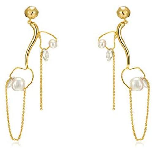 Handpicked Irregular Pearls Dangle Earrings, Pearl Drop Earrings,Pearl Hoop earrings,Stud Earrings,18K Gold Plated Earrings for Women Girls Gifts Jewelry